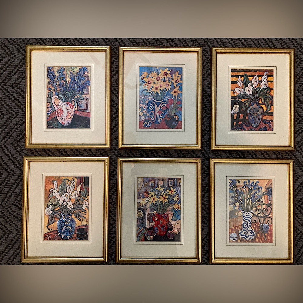 SOLD 6 pieces Vintage Platt Florals, Balangier Fine Art and Framing Collection
